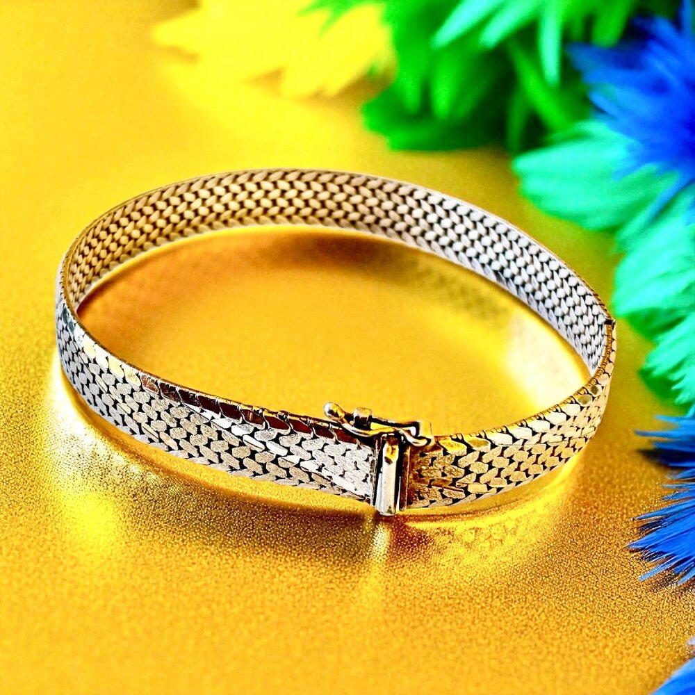 Sterling Silver Italy Bracelet Vtg Gold Overlay as is flaws